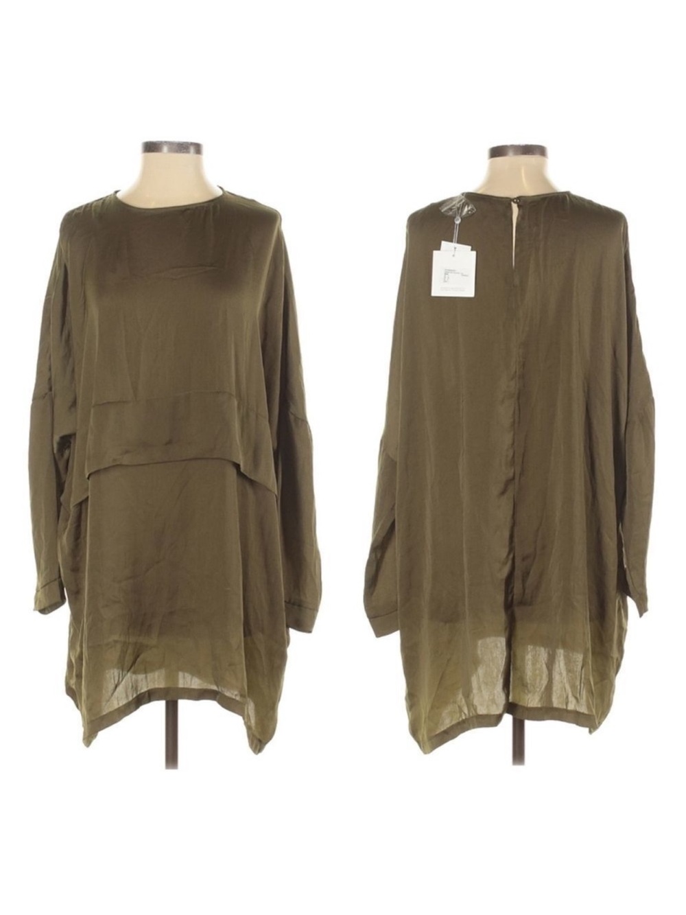 NWT MISSGUIDED Green Satin Oversized Lagenlook Shirt Dress